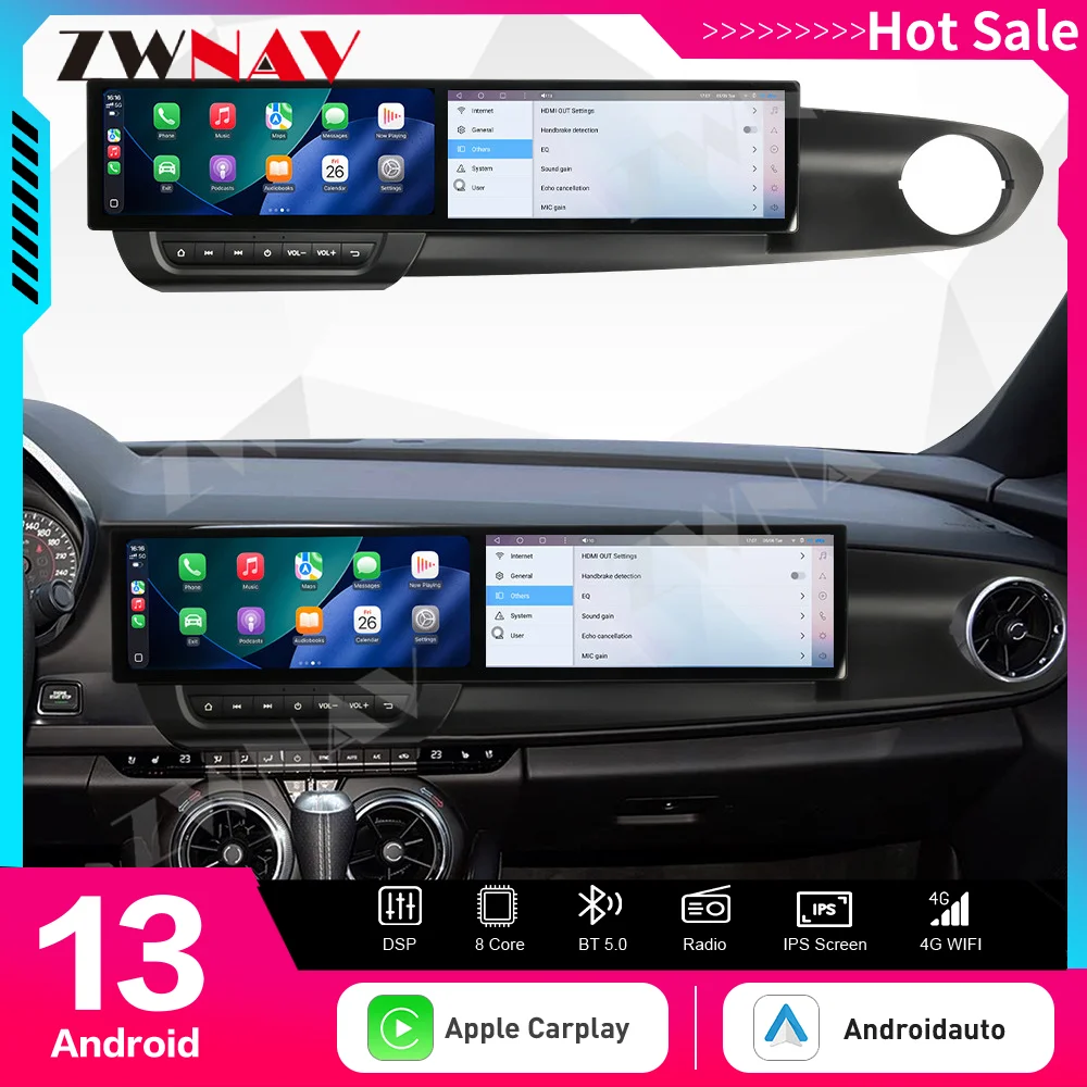 

Двухэкранный (12.3 дюйма) беспроводной CarPlay для Chevrolet Camaro 2016-2021: мультимедийный сенсорный дисплей, Android Auto, головное устройство