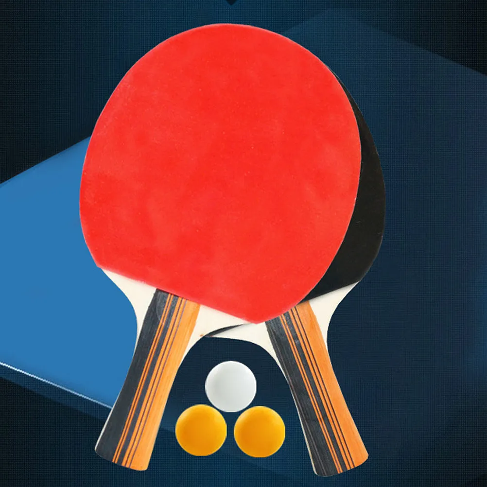 

1Set Wooden Pingpong Racket Table Tennis Racket Double Pimples-in Black Red Long Handle Set Lightweight Offensive Grip Practice