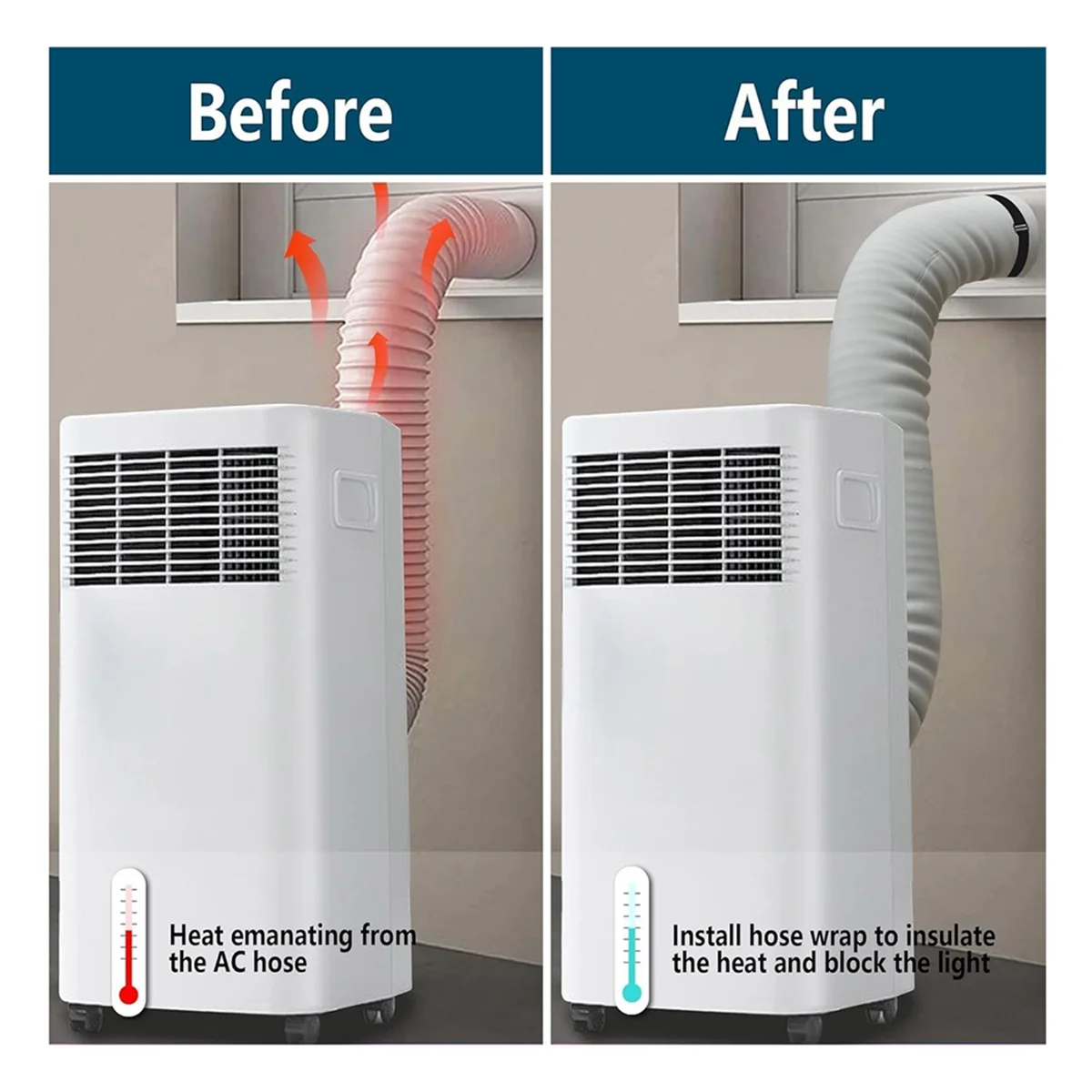 Il coperchio del tubo del condizionatore d'aria avvolge il coperchio dello sfiato del condotto del tubo AC-manicotto coibentato per AC portatile per 5In e 5.9In di diametro