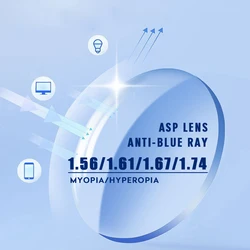 O-Q CLUB 1.56 1.61 1.67 1.74 Anti-reflective Anti-scratch UV400 Anti-blue Light Lenses HMC Coating CR39 Resin Optical Lens