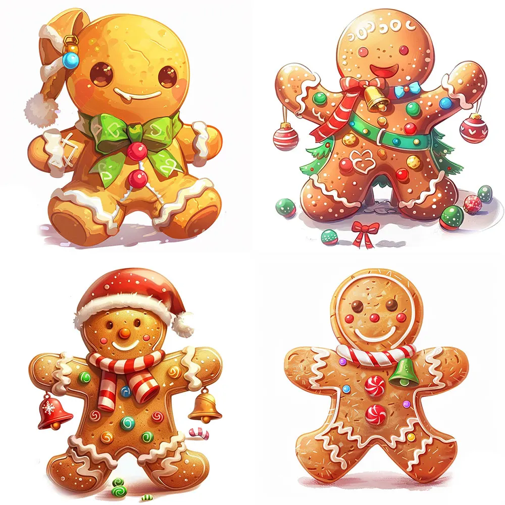 20pcs Christmas Cute Gingerbread Man Graffiti Art Sticker Pack Varied for Kid Crafts Scrapbook Laptop Aesthetic Decoration Decal