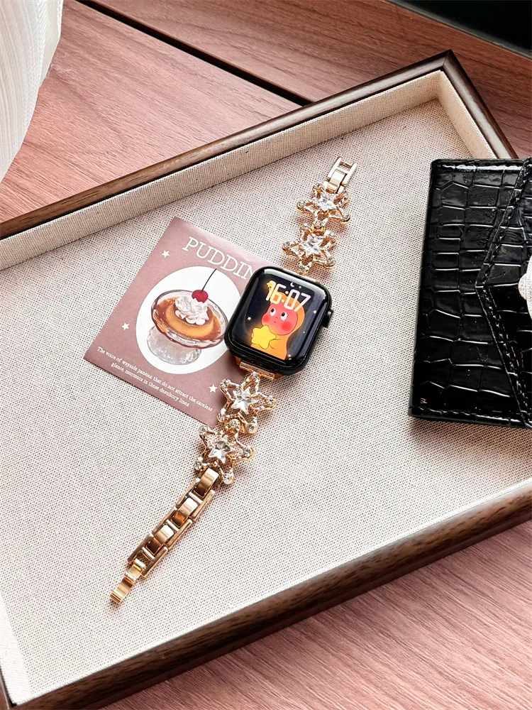 

Hollow out starfish colored diamond compatible iWatch strap 38mm 40mm 41mm 42mm 44mm 45mm 49mm fashionable strap