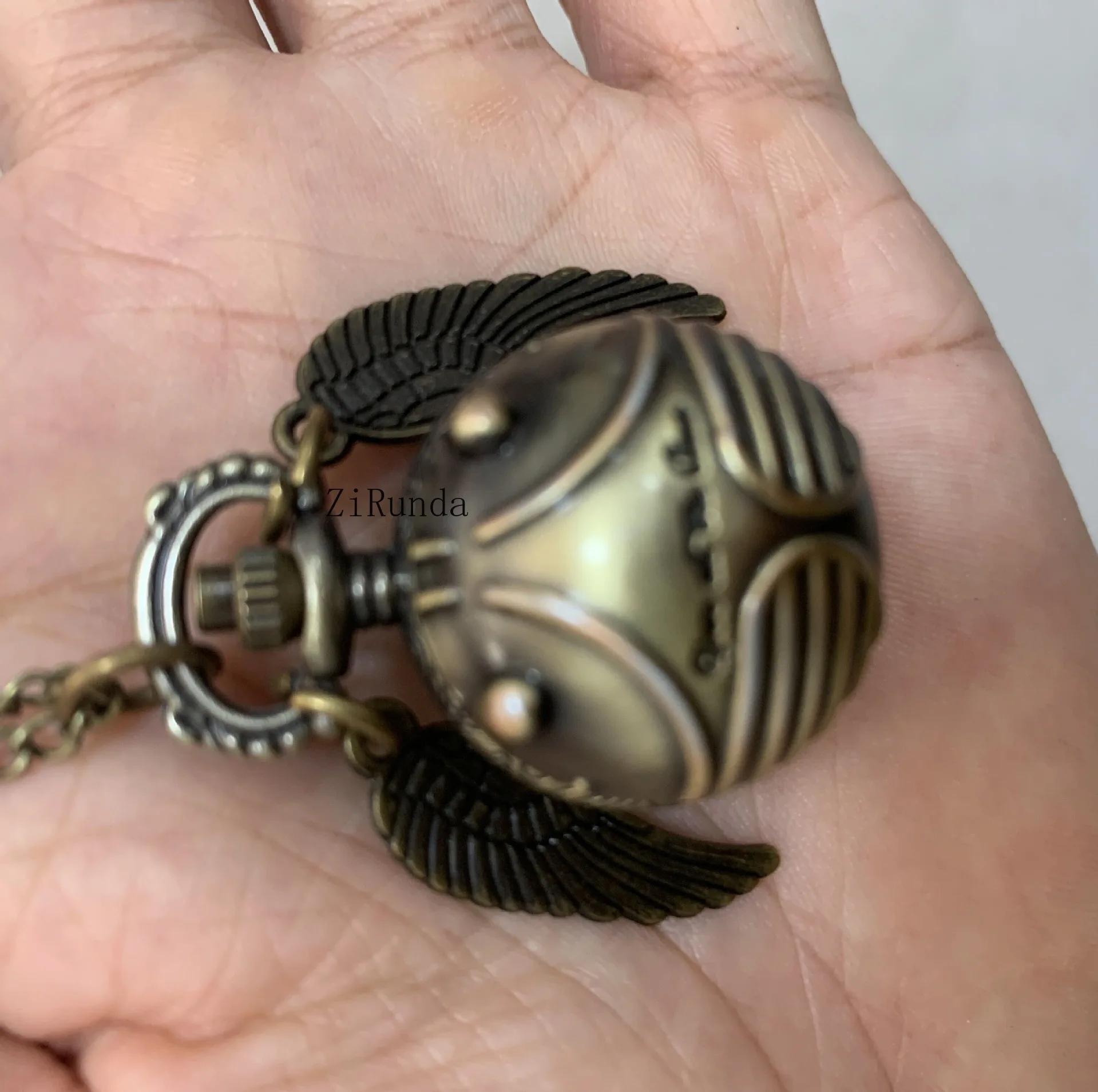 ساعة جيب صغيرة على شكل كرة يقطين برونزية، ساعة حائط كوارتز قابلة للطي