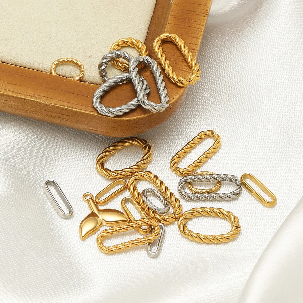 20 Stück Edelstahl Offene Ringe mit Ovaler Textur, Charms für DIY-Schmuckherstellung, Halsketten-Anhänger, Verbindungsstücke, Ohrringe – Detail 4
