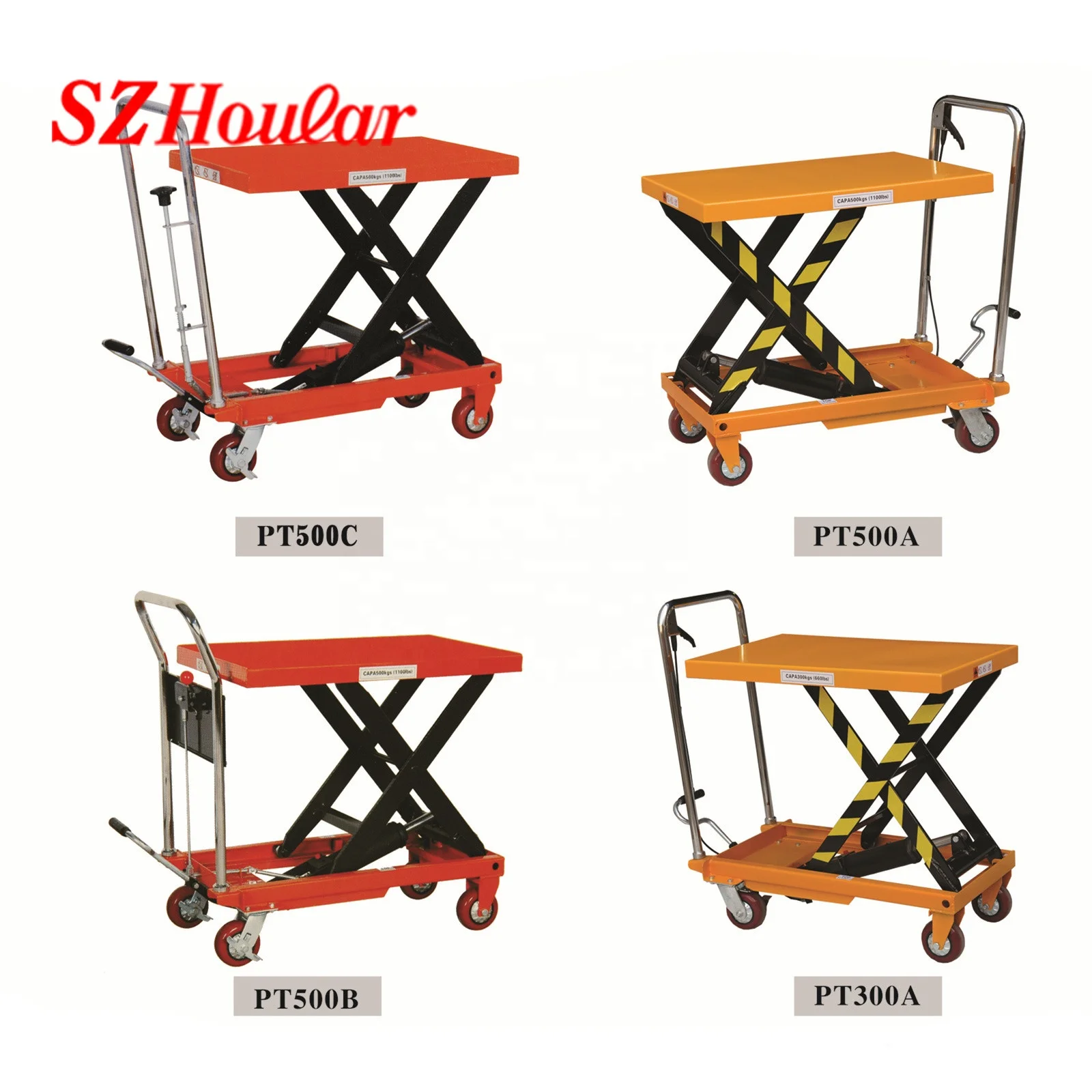 Scissor Hydraulic Lift With Folding Handle Manual Lift Table Trolley With Foldable Handle Lift Table PT500Z