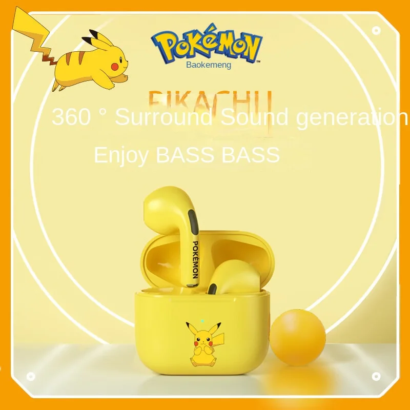 New Pokémon Co branded Pikachu Bluetooth Earphones with True Wireless Sport Noise Reduction in Ear Pok é mon High Sound Quality