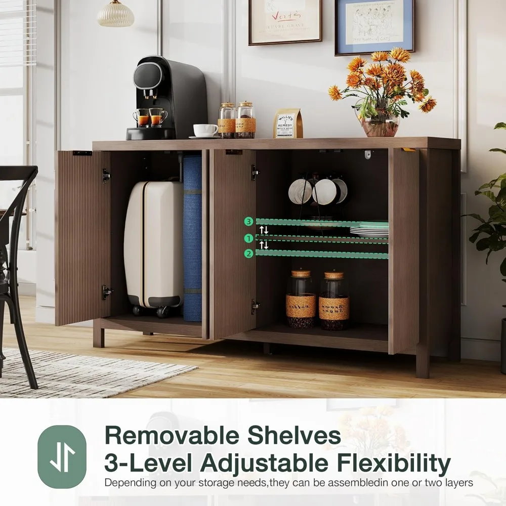 خزانة جانبية للتخزين مقاس 55 بوصة مع بوفيه وبار النبيذ تتميز بالمطبخ والمدخل وغرفة المعيشة #4