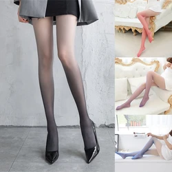 Sexy Gradient Color Stockings Ultra-thin Summer Nylon Tights Female Girl Ink Pink Blue Purple Black Cut Freely Women Pantyhose