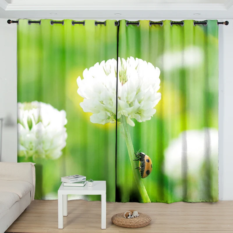 2Panels Batural Beauty Semi-blackout Printed Curtains Grommet Top Custom Bedroom Living Room Blinds Window cortinas rideaux