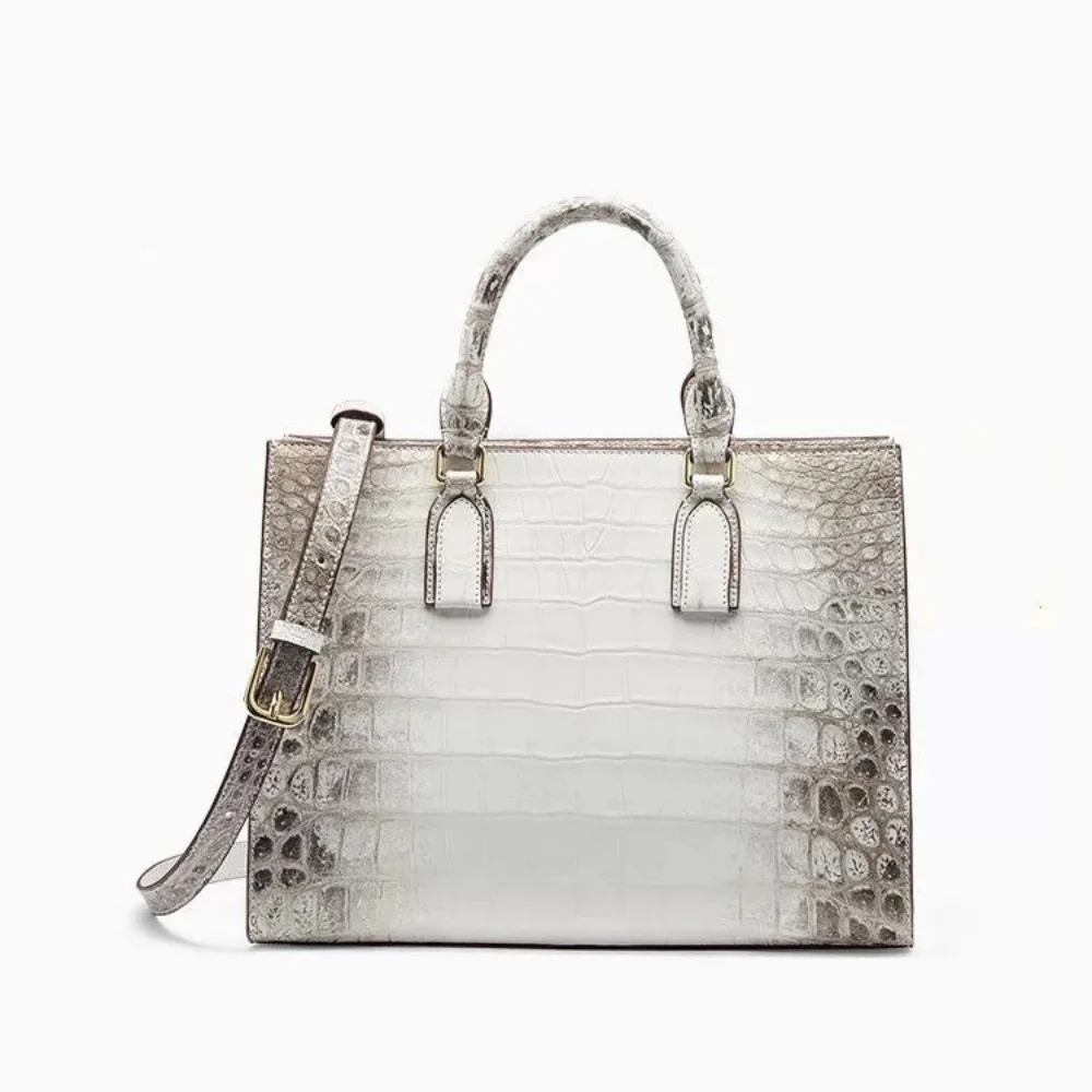 Authentic Himalayan Crocodile Skin Women's Tote Bag, Large Capacity, Business Travel, Shoulder & Hand Carry Luxury Handbag