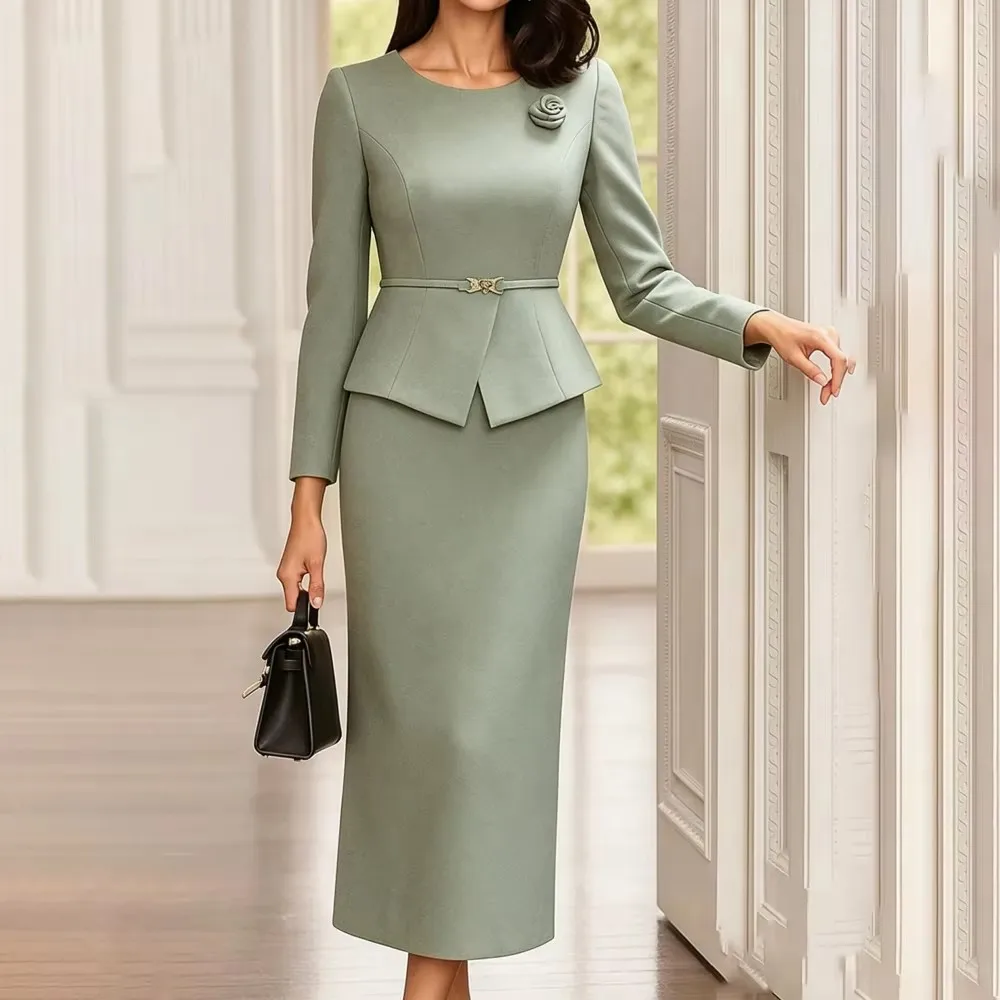 Customized Simple Midi Mother of the Bride Dresses O-Neck Tea-Length Mermaid Pleats Wedding Guest Party Groom Dress 2026 - view 3