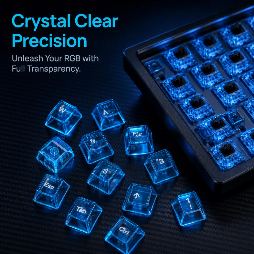 Full Transparent Transparent Keycaps Crystal Clear Ice Transparent Cherry Profile Keycaps ABS Color Keycaps