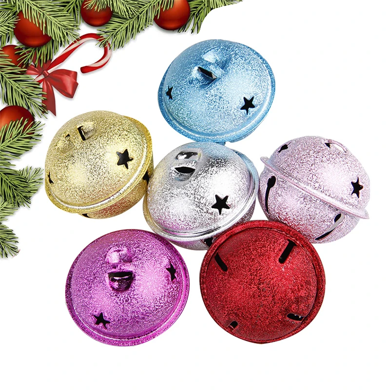 6 Pieces 30/40mm Jingle Bells Christmas Five-point Stars Bells Matte Iron Bells, for Christmas Party Decorations