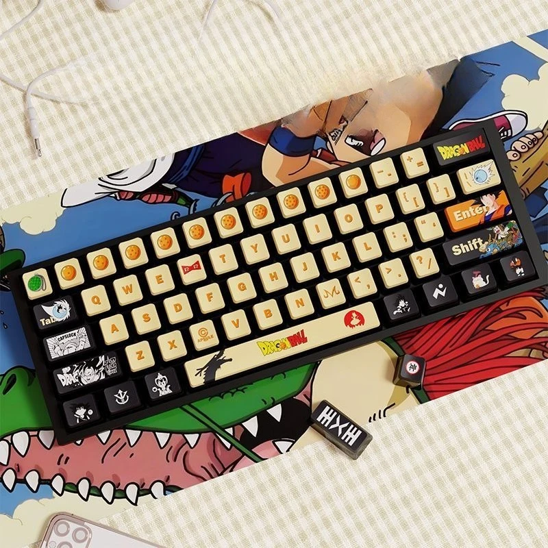 Dragon Ball Son Goku Creative Personality Four-sided Transparent Cartoon Keycap High Color Value Cross Axis Keyboard Decoration