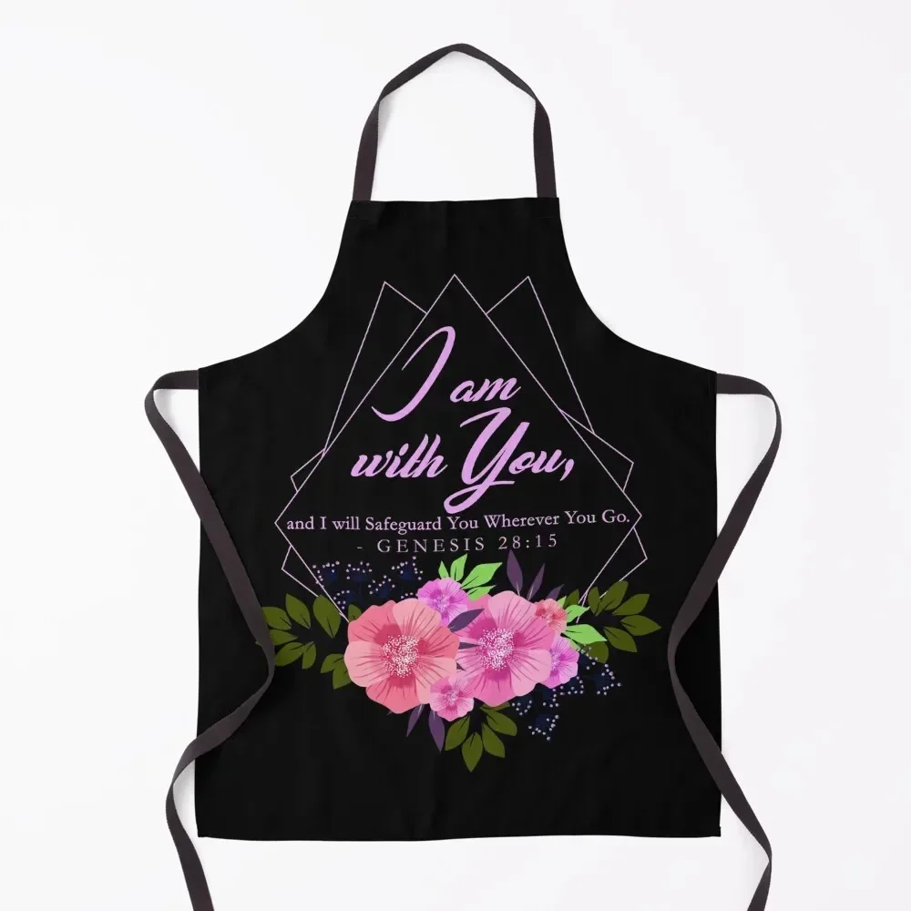 

I am with you- Floral Design Black BG Apron professional hairdressing Kitchen Supplies Chef Uniform Woman Men'ss Apron