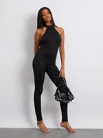 New Fashion Women Jumpsuit Sleeveless Halterneck Backless Solid Slim Long Romper Party Clubwear Hot Sale S-XL - Image 3