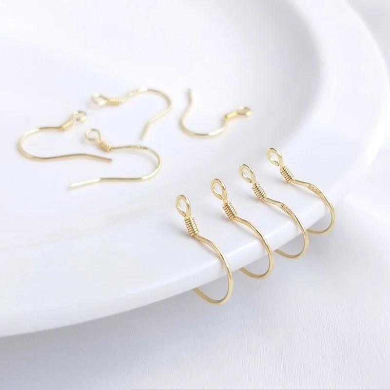 4PCS Gold Filled 925 Silver Ear Hook Manual DIY For Ear Decoration Basic Accessories Ear Accessories Ear Hook Materials