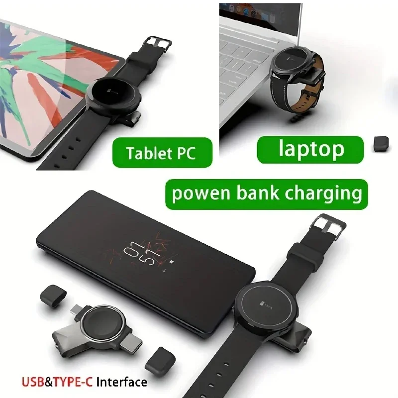 2 In 1 USB Type C Magnetic Wireless Charger Dock For Samsung Galaxy Watch 6 5 Pro 4 3 2 1 Classic Portable Fast Charging Station