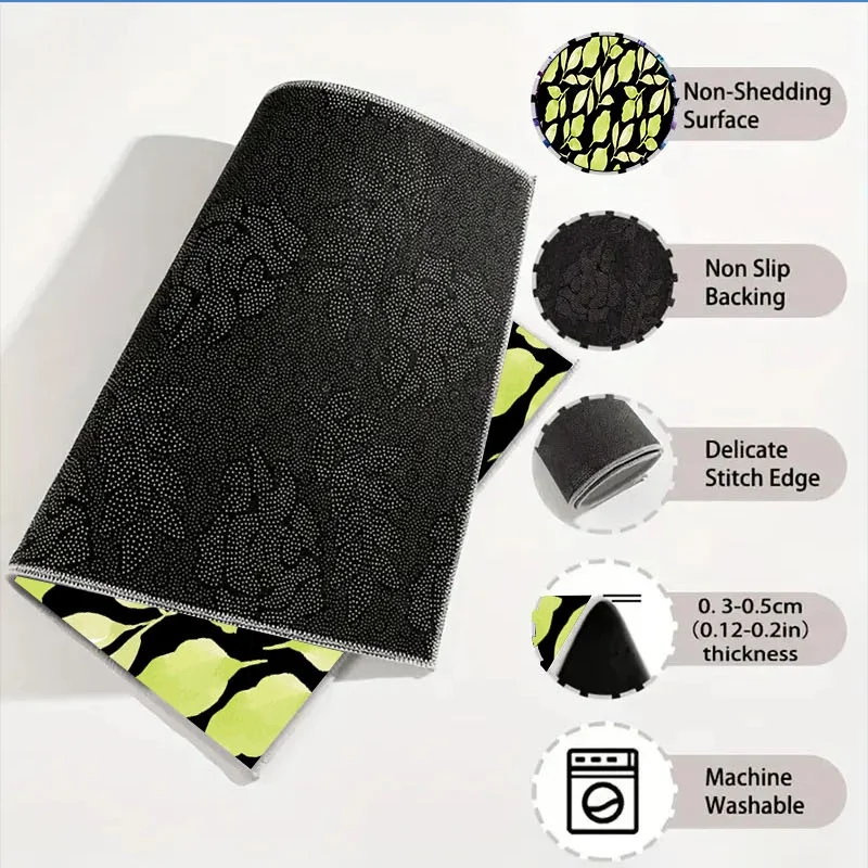 1pc Fit Car Trunk Mat With Green Watercolor Leaf Pattern - Soft Light Green & White, Seamless Natural Design Cargo Liner For SUV
