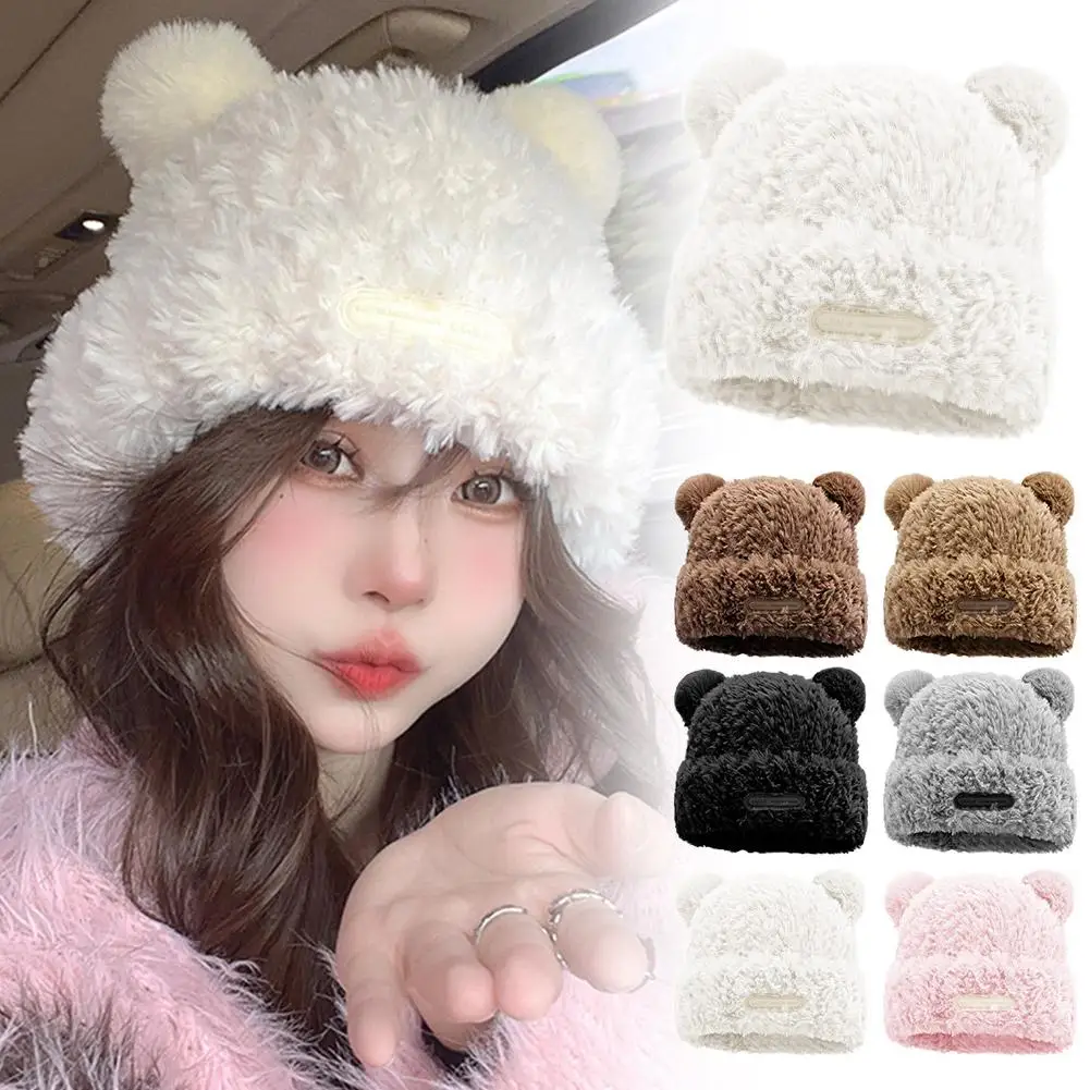 Letter Bear Ears Knittedcute Woolen Hat Beanie Hat Skull Cute Lovely Winter/autumn All-match Hat Cap Popular R5j1