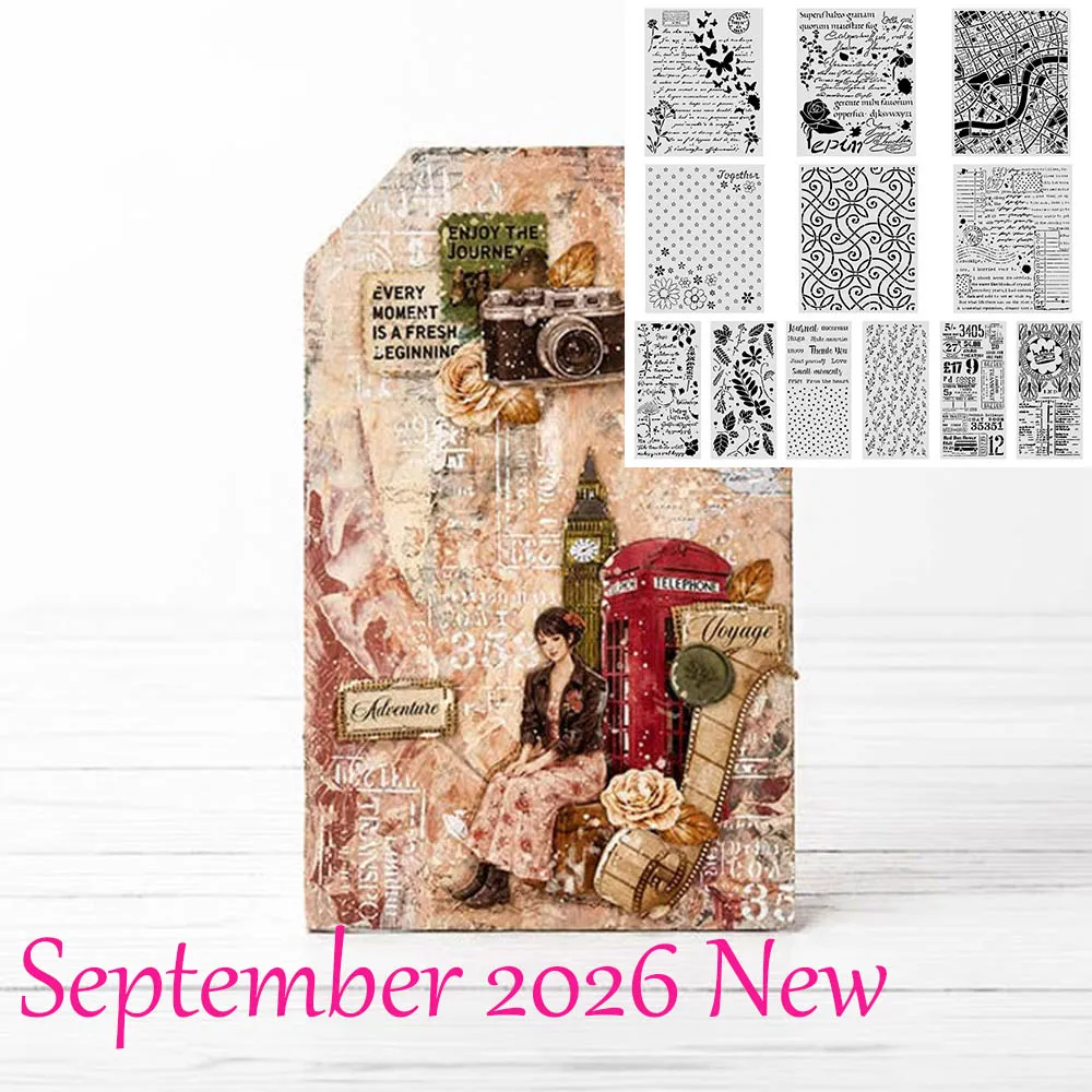 September 2026 New Flowers and Poems Mixed Leaves Stencils for DIY Scrapbooking Greeting Cards Handmade Decoration