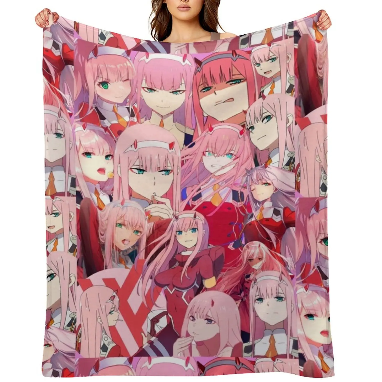 

Zero Two collage Throw Blanket Vintage Sofa Throw Multi-Purpose manga Blankets