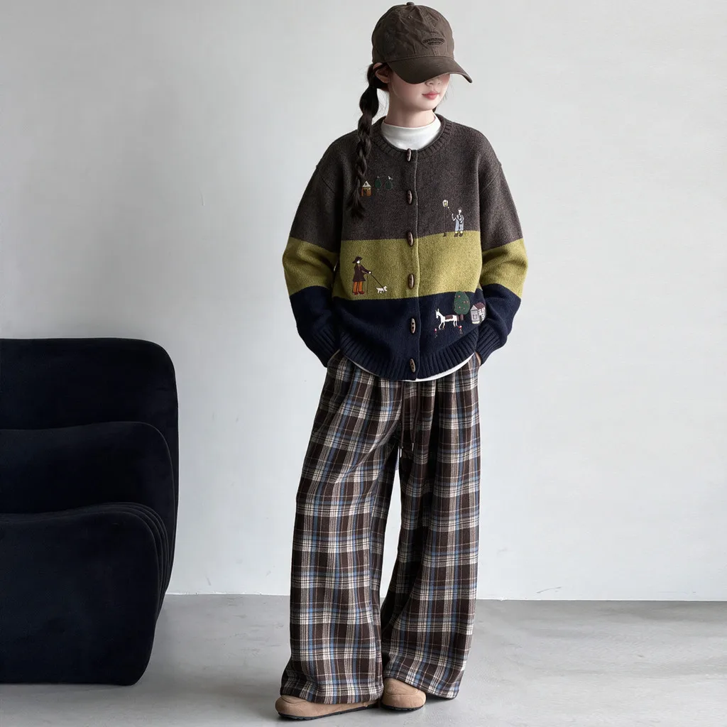 Girls Knit Cardigan Autumn Cartoon Embroidery French Style Children Sweater 2026