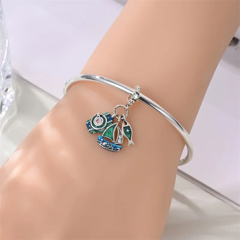 925 Sterling Silver Sailing Journal Charms Pendant Fit Original Bracelet DIY Women Engagement Jewelry Gift
