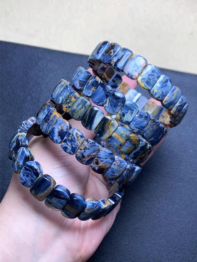 Natural Blue Pietersite Gemstone Barrel Beads Bracelet 12mm Pietersite Jewelry  From Namibia AAAAAA