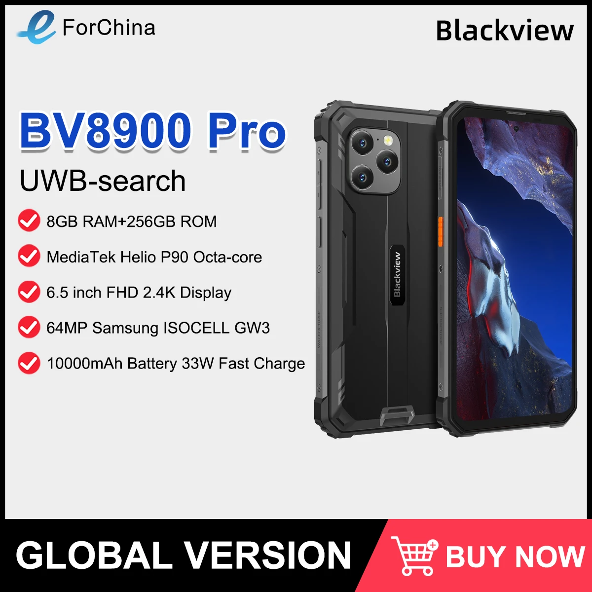 pro smartphone robusto celular android 13 com uwb helio p90 65 fhd 24k display 16gb 256gb 64mp 10000mah blackview bv8900 01