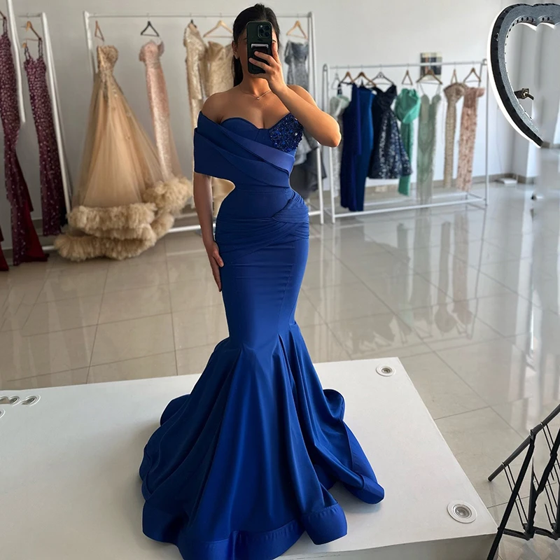 

Thinyfull 2024 Mermaid Prom Evening Dresses Saudi Arabia Sweetheart Satin Party Dress Formal Night Cocktail Prom Gowns Plus Size