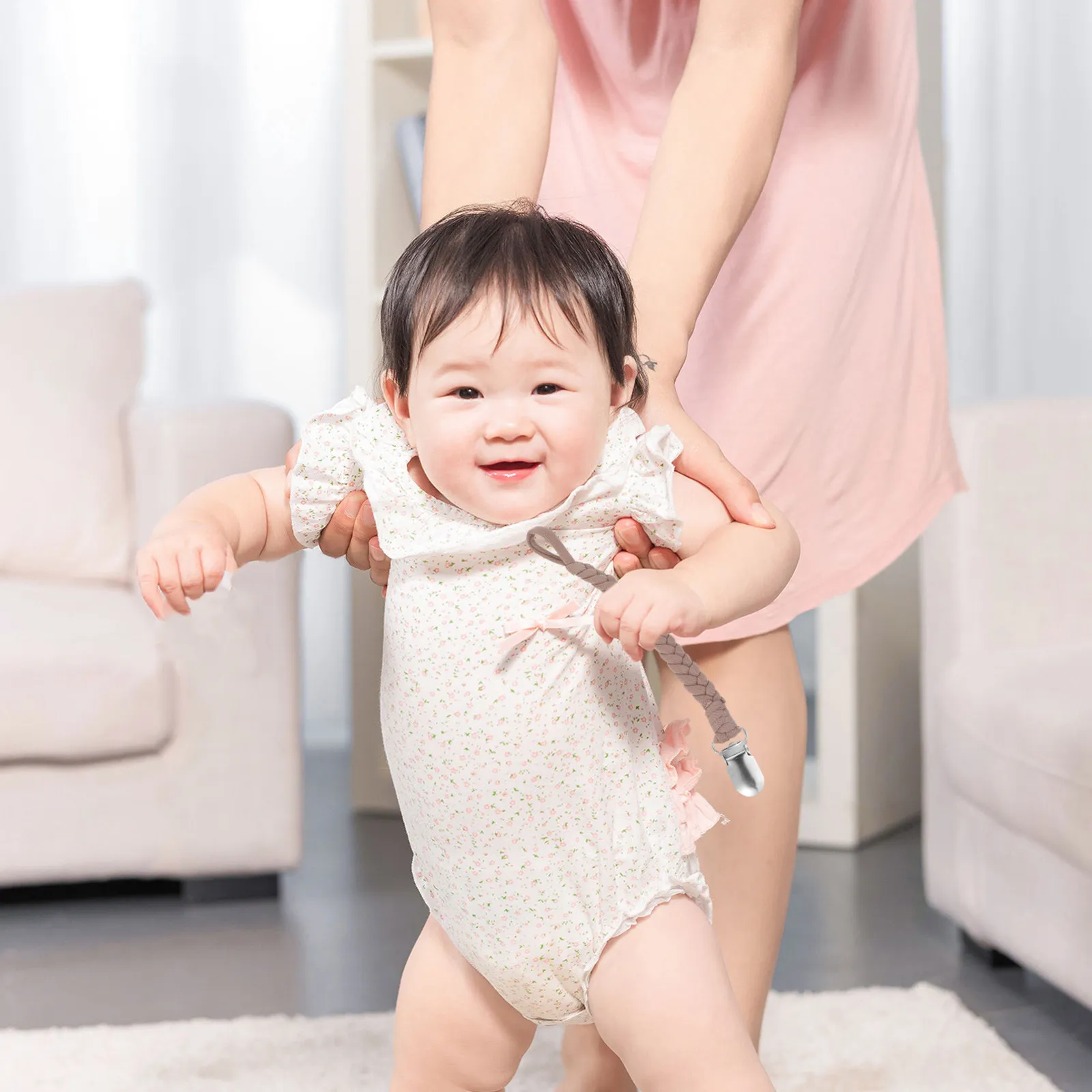 

6Pcs Baby Pacifier Clips with Unique Suffocation-Preventing Design Smooth Burr-Free Safe Length for Easy Grasp Comfort Soother