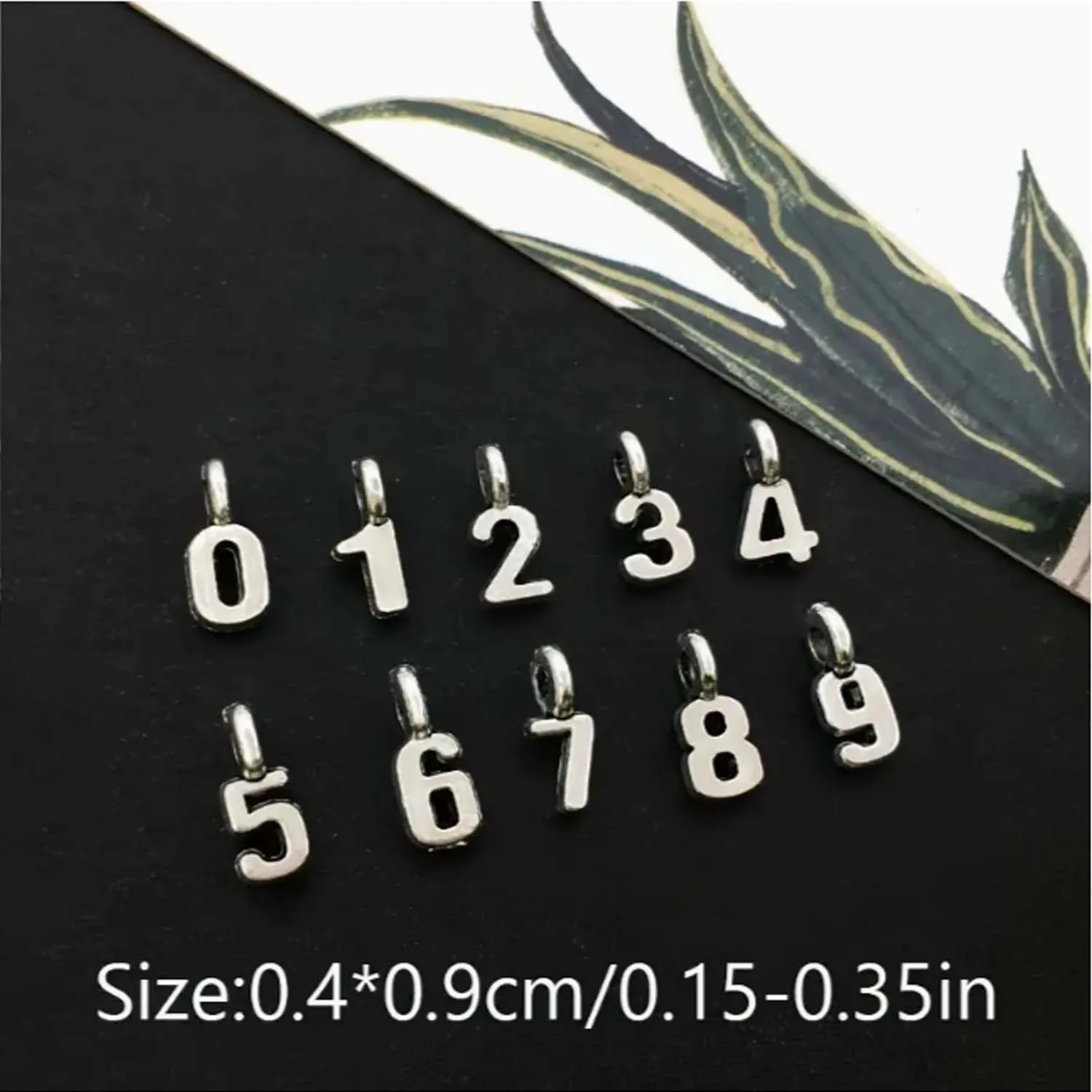 30pcs Vintage Antique Silvery 0-9 Number Charms Alloy Metal Arabic Numeral Pendants for DIY Jewelry Making Accessories