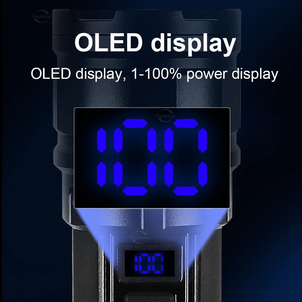 1000000LM High Power LED Flashlights 5000mAh Rechargeable LED Flashlight Outdoor Ultra Powerful Torch Alloy Emergency Lantern