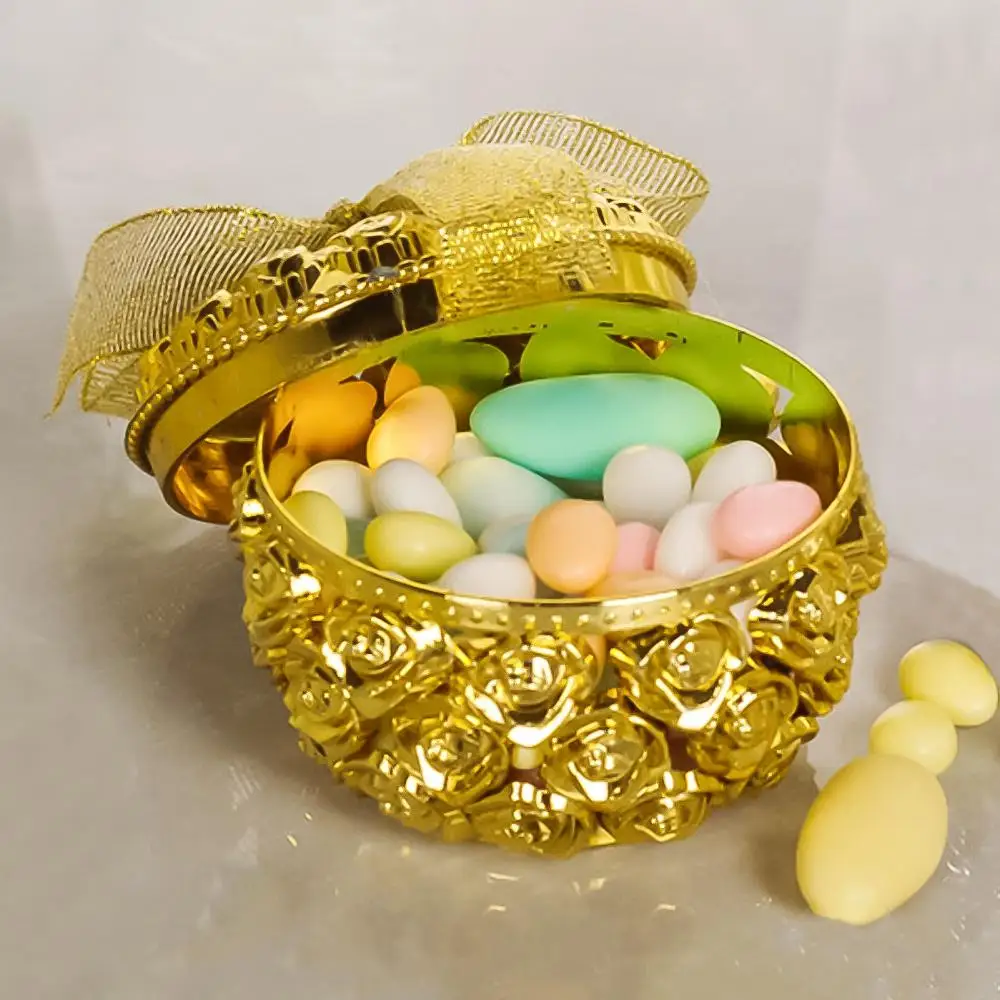 Hollow Candy Box Gold-Plated Aromatherapy Jewelry Storage Holder Wedding Decor