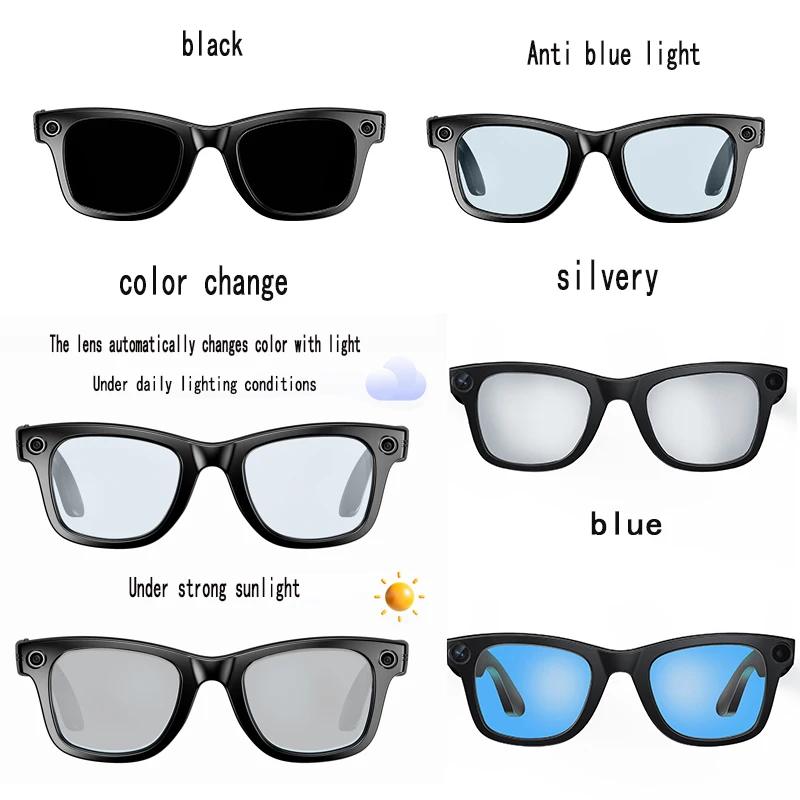 

AI smart Glasses 8MP Camera Glasses with Music and Call Functions 144 Language Translation Anti Shake Smart Sunglasses Unisex