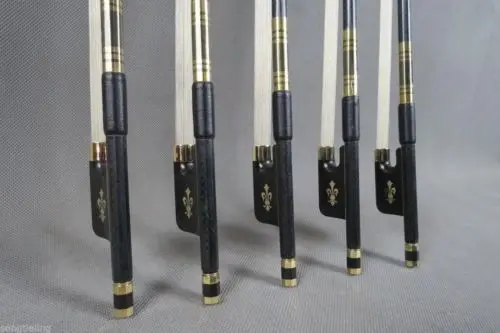 5pcs of best plaid master black Carbon fiber CELLO bow 4/4 #7239