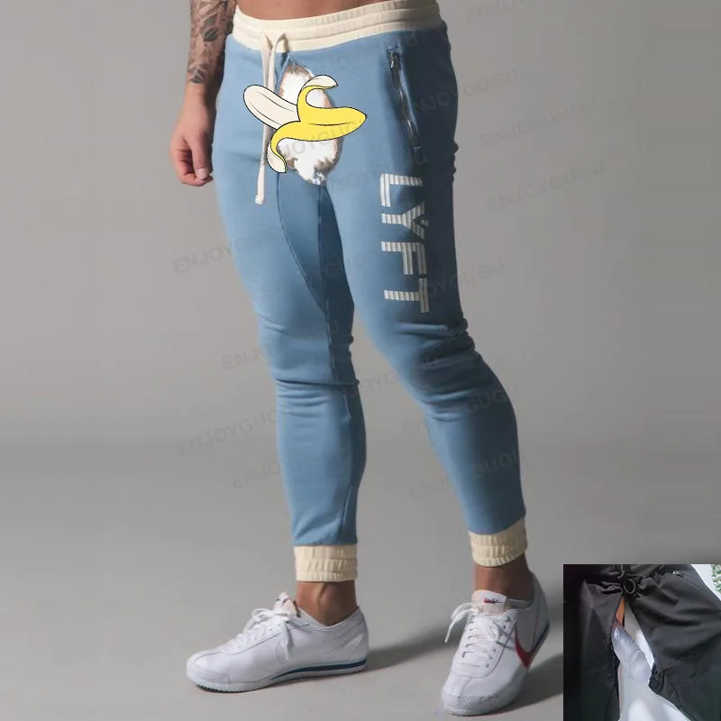 Outdoor Open Crotch Sex Pants, Exotic Hotpants Men Fitness Joggers Trousers Track Basketball Sweatpants Couple Casual Streetwear
