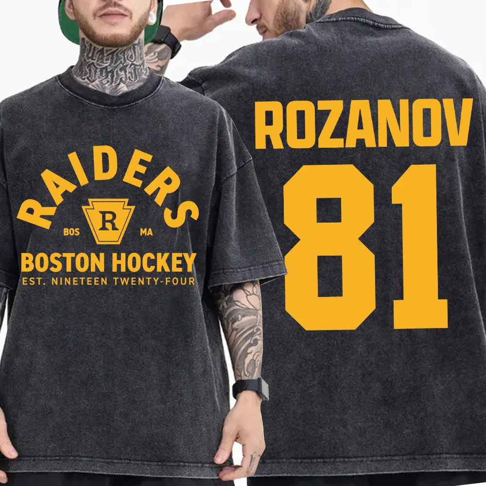 

Heated Rivalry LIya Rozanov 81 Boston Raiders Vintage Washed T-shirt Men Women Clothing Fashion Oversized Short Sleeves T Shirts