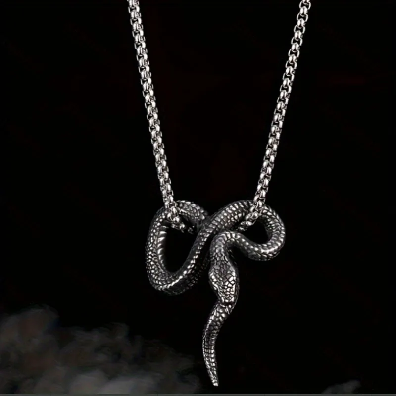 Retro Gothic Design Snake Pendant Necklace Ladies Personalized Fashion Men's Hip Hop Charm Jewelry Accessories Women Gifts