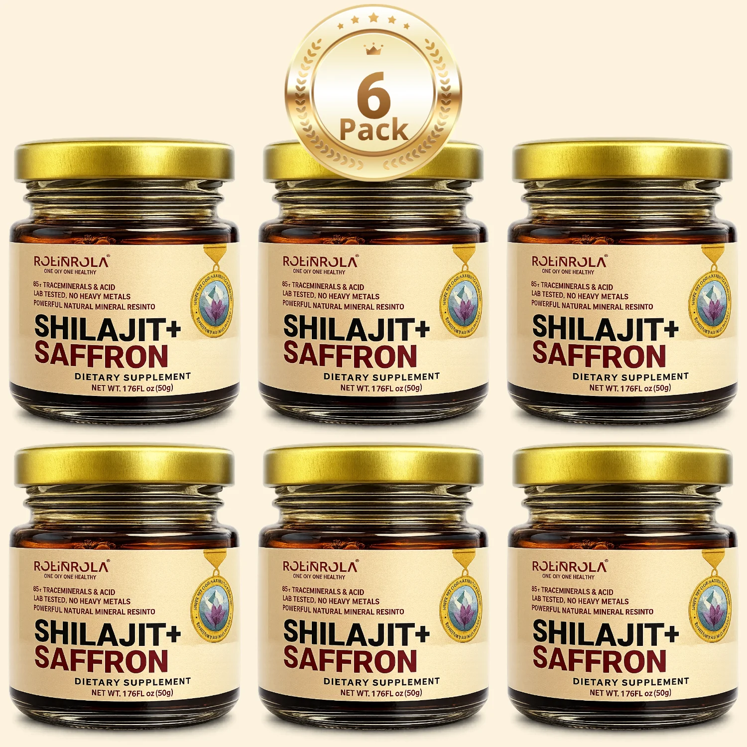 

ROLI&ROLA 6 Pack Shilajit Saffron Resin. Supplement Energy and Hormone Balance for Women. Pure Shilajit&Saffron Extract,No Sugar