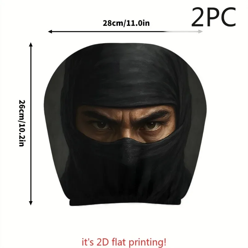 2 Stück Auto-Kopfstützenbezüge; Ninja-Style-Druck; Einfach zu installieren; Universelle Passform; Ungefüllt – Detail 4