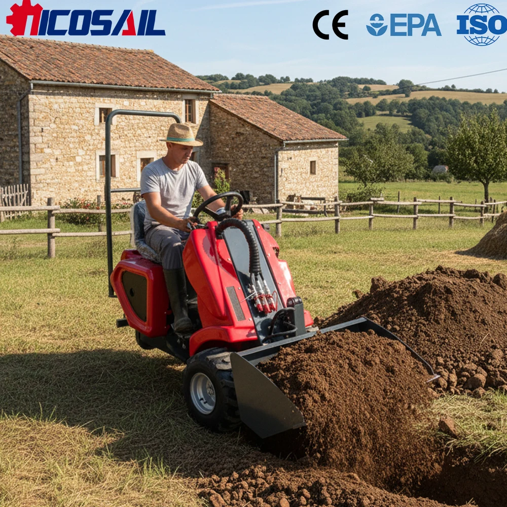

Custom Mini 3-Wheel Skid Steer Loader Euro 5 CE Compact Powerful Multi Function Loader for Farm and Garden