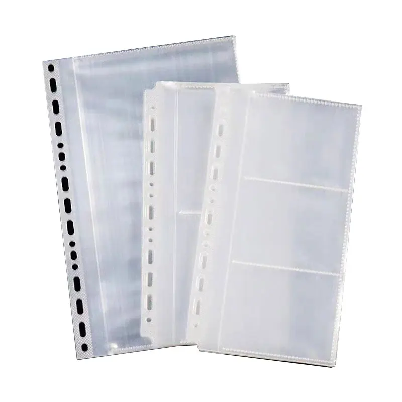 50Pcs/Lot...A6 Loose Leaf Bags Waterproof Document Filing Bags Envelope Binder Pouches Double Sided Bag Leaf Filing Bags