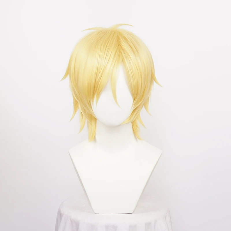 New Synthetic Anime Banana Fish Cosplay Wig Aslan Jade Callenreese Heat Resistant Hair Wig Hair Halloween Party Wigs + Wig Cap