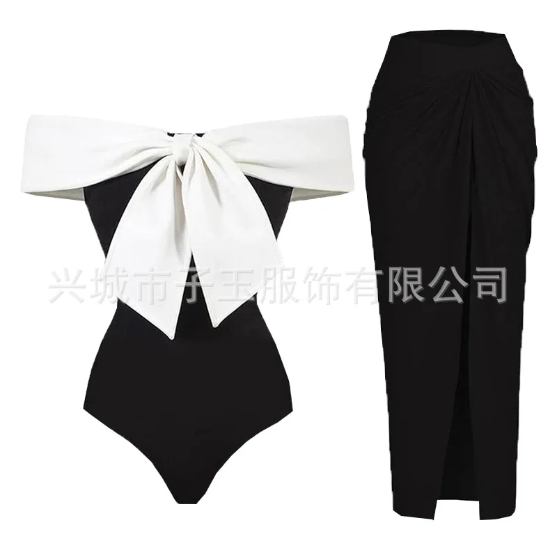 

Новая модная цельная женская однотонная сетчатая сексуальная топ-труба с солнцезащитным кремом, пляжная юбка, комплект из двух предметов, купальник