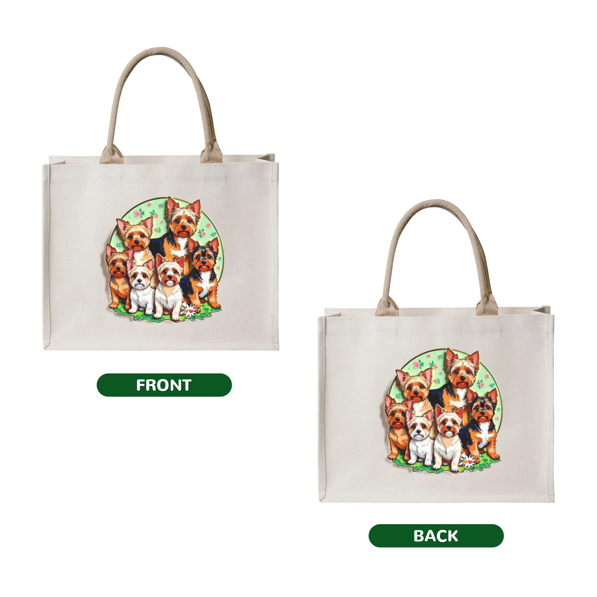 Yorkshire Terrier Stars Grocery Shopping Bags Custom Shopper Shoulder Tote Bags Big Capacity Portable Yorkie Dog  Handbag