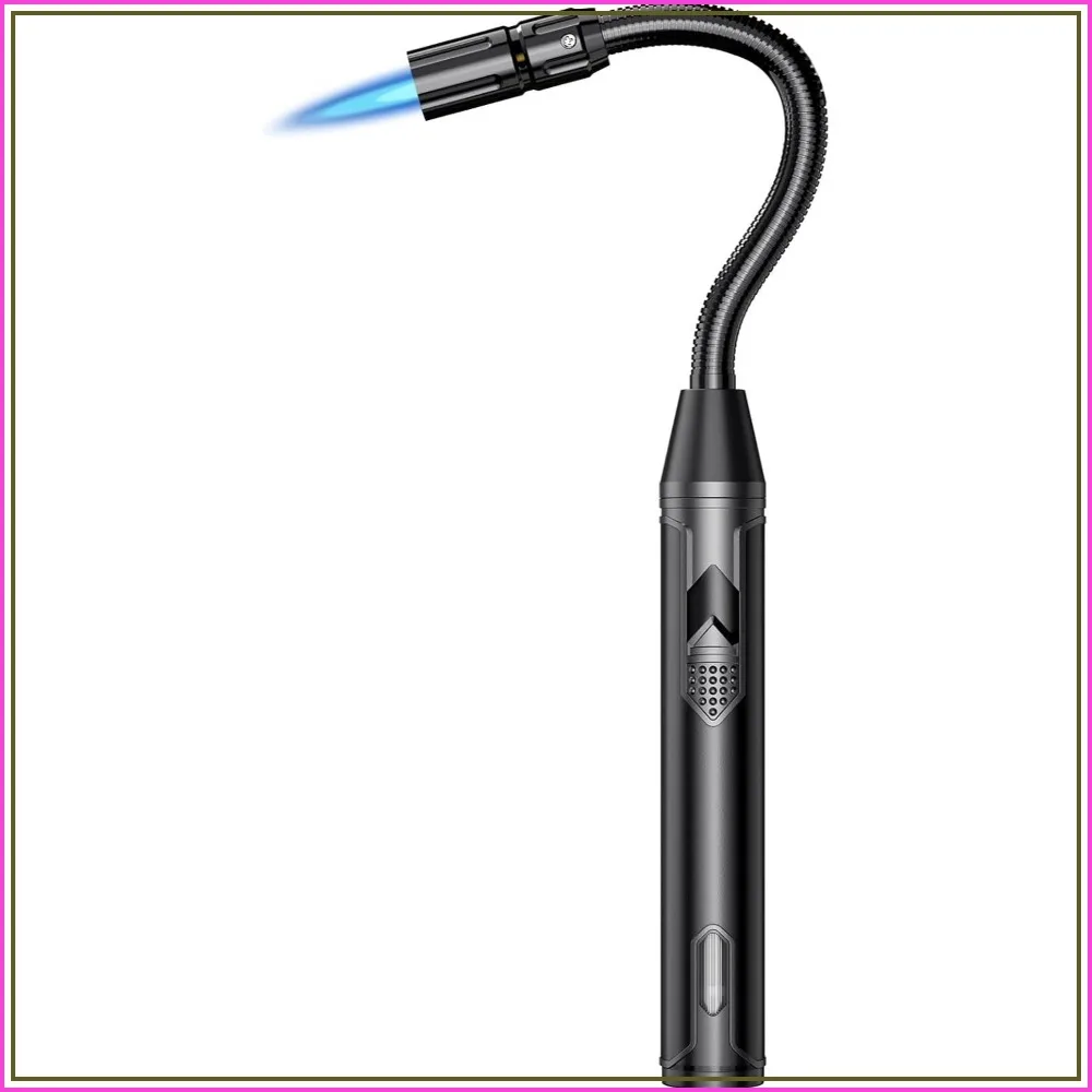 Refillable Butane Torch Lighter with Flexible Neck for Candles, Grill, BBQ, Camping