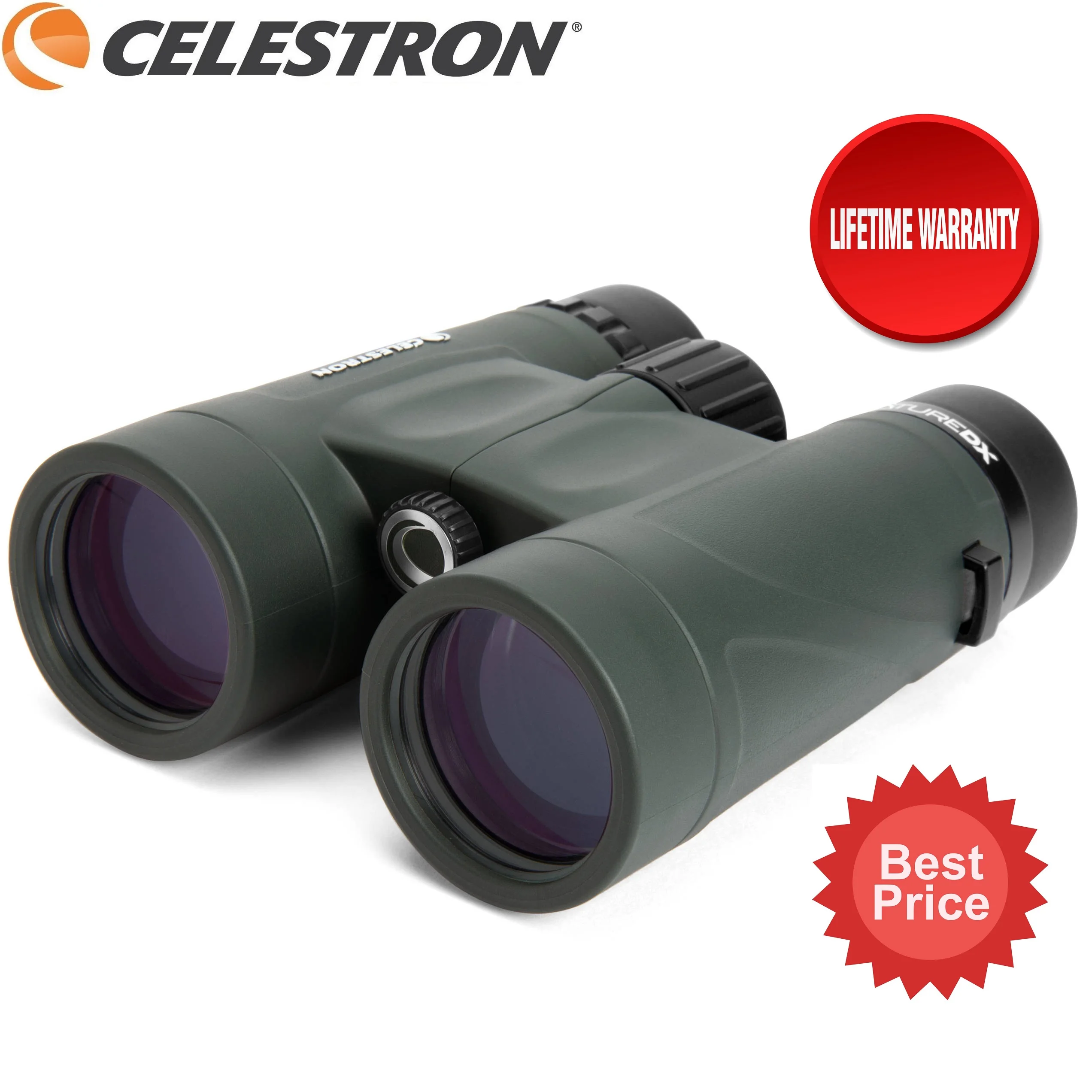 

Бинокль Celestron Nature DX 10x42, Полностью многослойное искусственное призма, резиновый бронированный туман и водонепроницаемость #71333, верхняя оптика