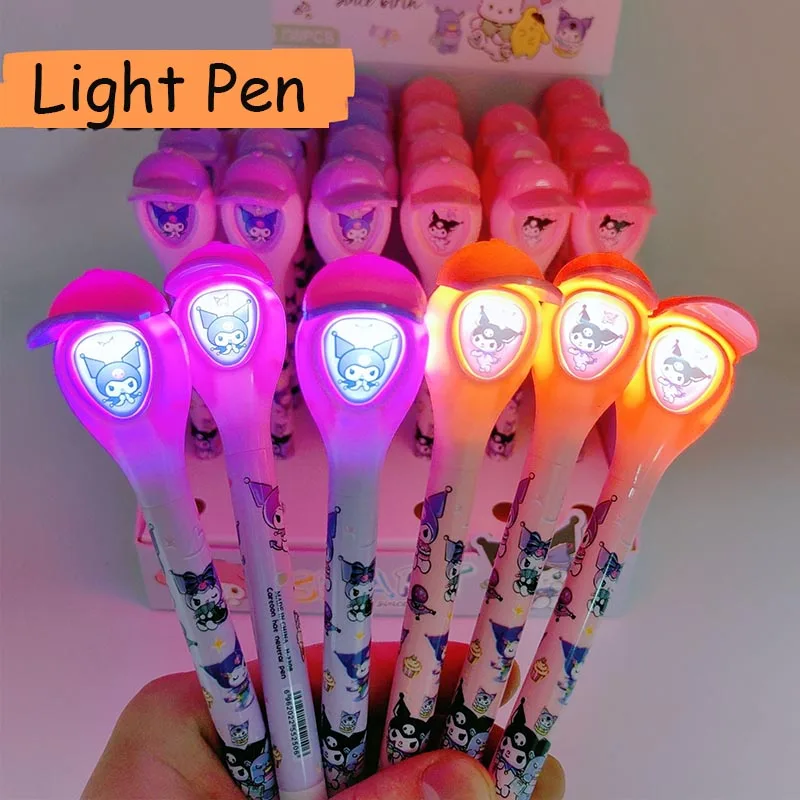 

6pcs/lot Sanrio Kuromi Hat Light Gel Pen Pochacco Melody 0.5mm Black Ink Neutral Pens Promotional Gift Office School Supplies